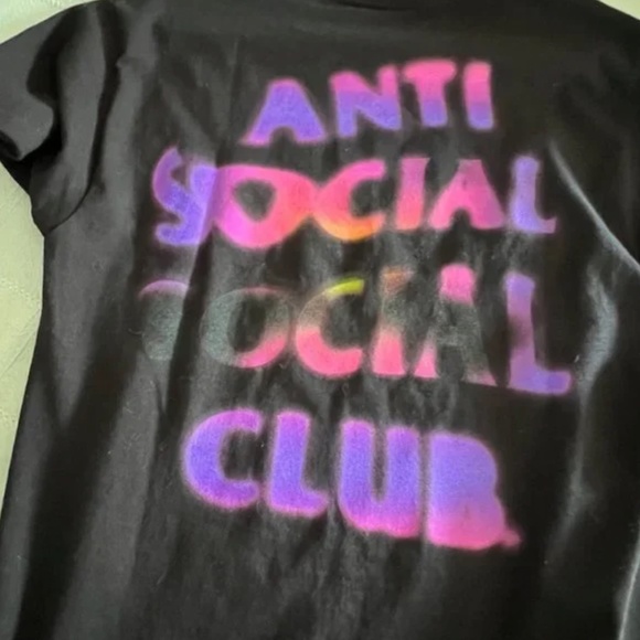 Anti Social Social Club Black Tshirt Small - Purple Logo - Picture 4 of 8